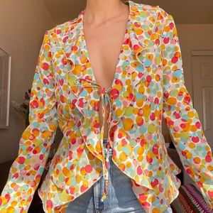 Y2K Deadstock Polka Dot Ruffle Tie Top